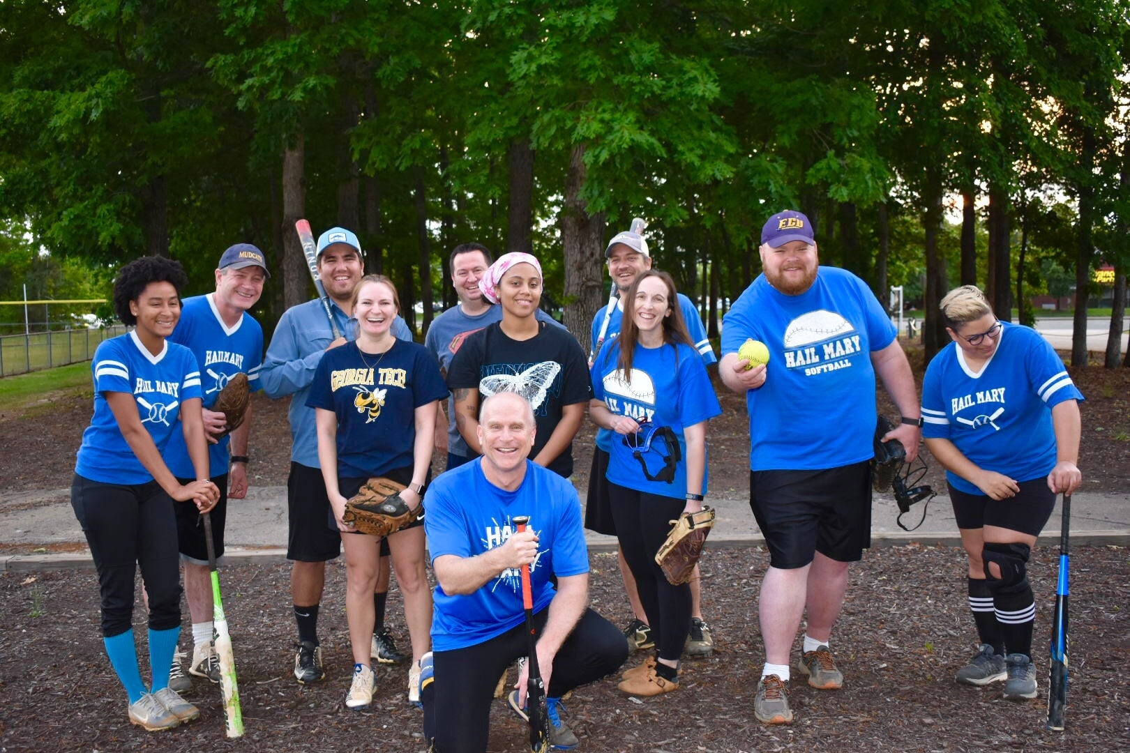 Hail Mary posing together for a group photo near the conclusion of the summer 2022 season