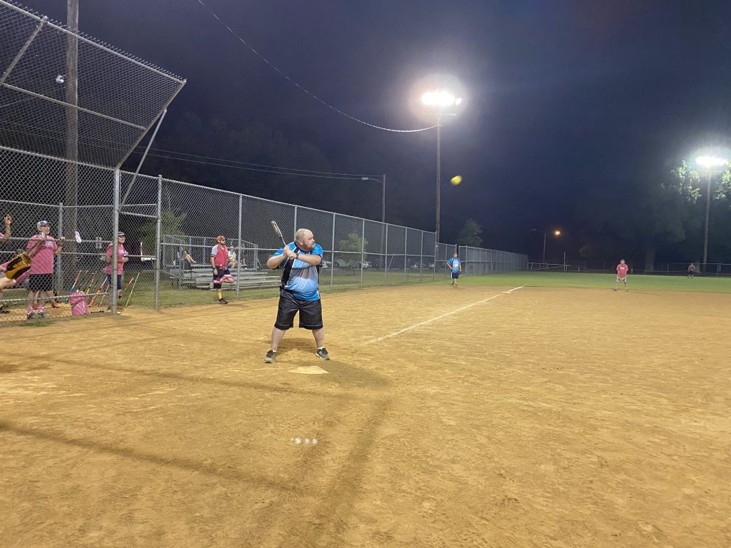 Brent (P) at bat.